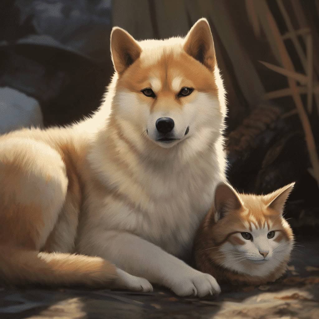 Shiba inu with cats? 2 Shiba inu en kat