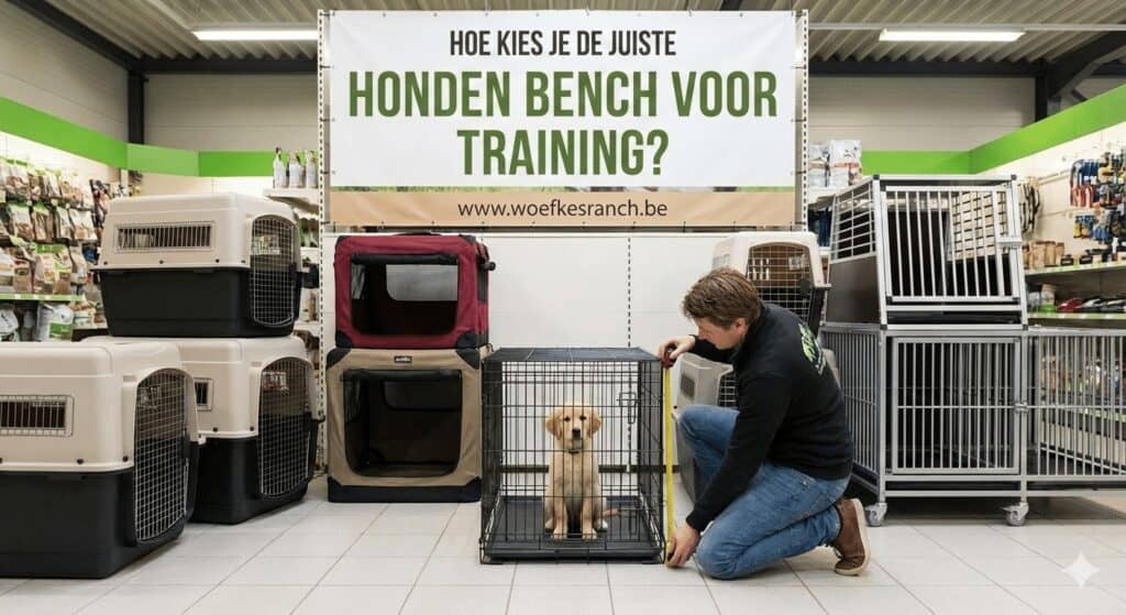 Beheers de benchtraining: essentiële tips voor het succes van je hond 1 Hond in bench met trainer.